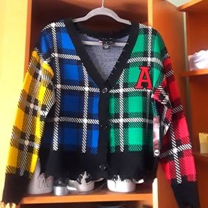 Colorful Twead Like Cardigan